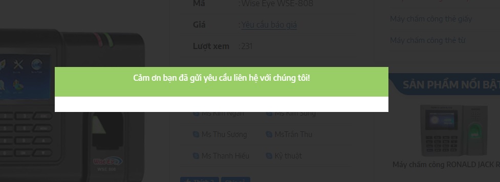 Gửi yêu cầu báo giá thành công Thông báo gửi yêu cầu báo giá thành công