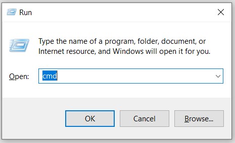 Mở command prompt Mở cửa sổ cmd bằng run